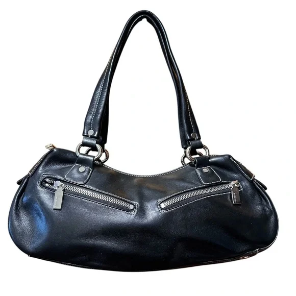 EUC Perlina Black Leather Shoulder Bag - Picture 1 of 7